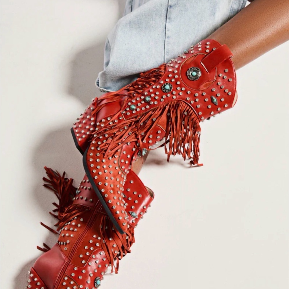 AZALEA WANG GREYSON RED BOOT - 10